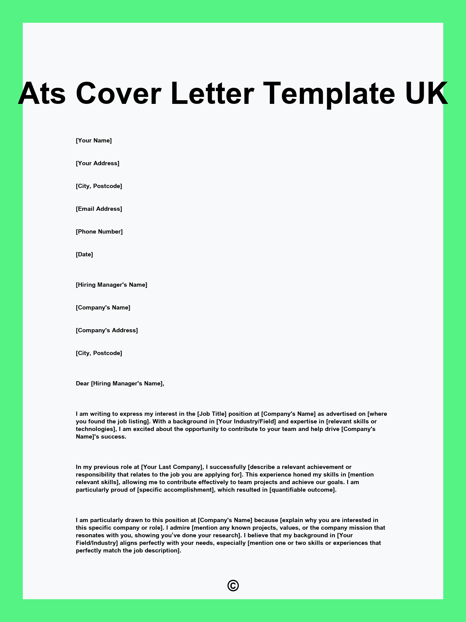 Ats Cover Letter Template UK