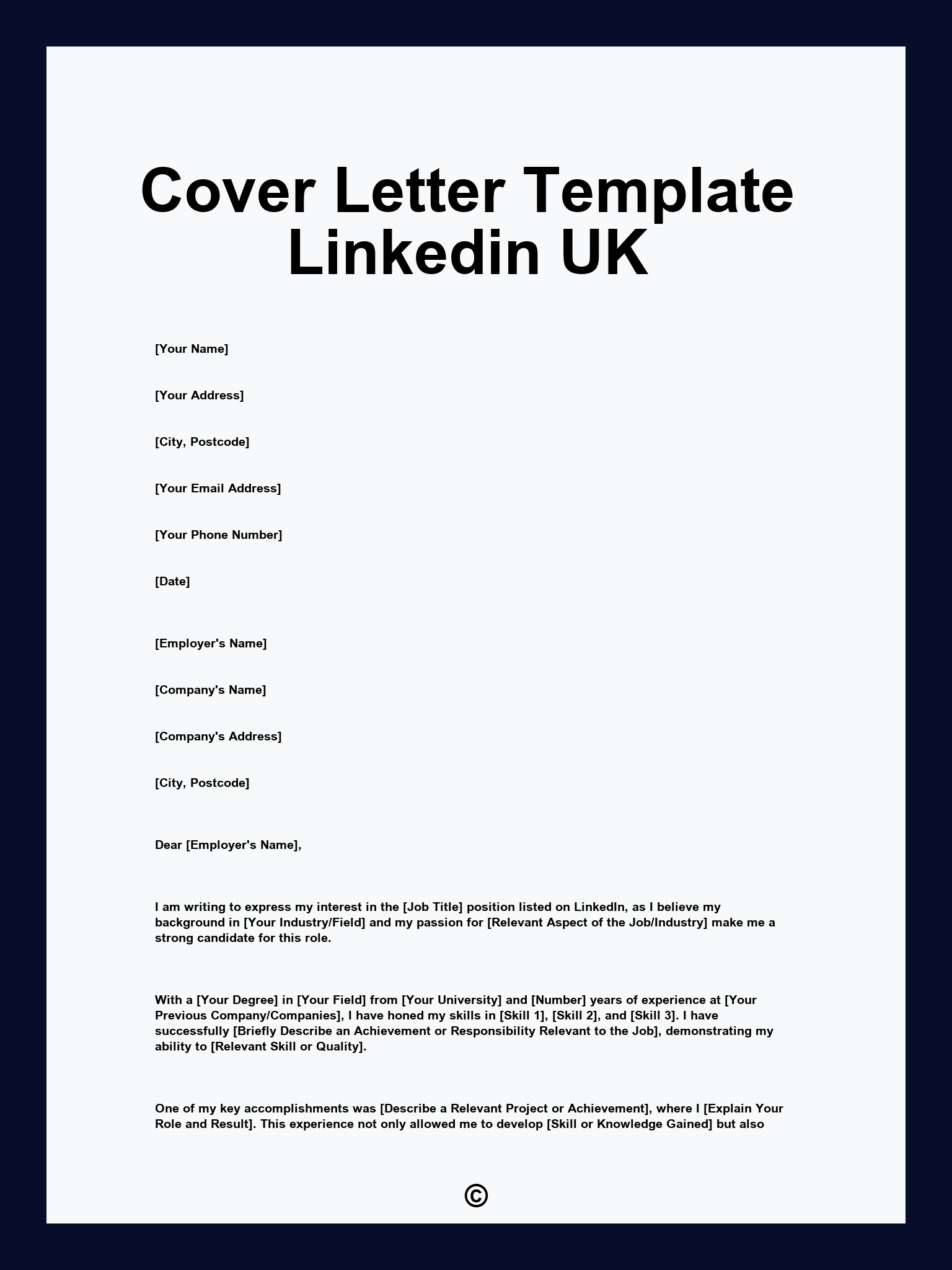 Cover Letter Template Linkedin UK