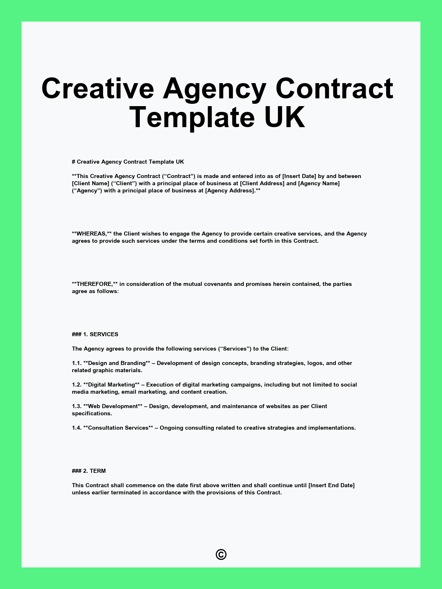Creative Agency Contract Template UK