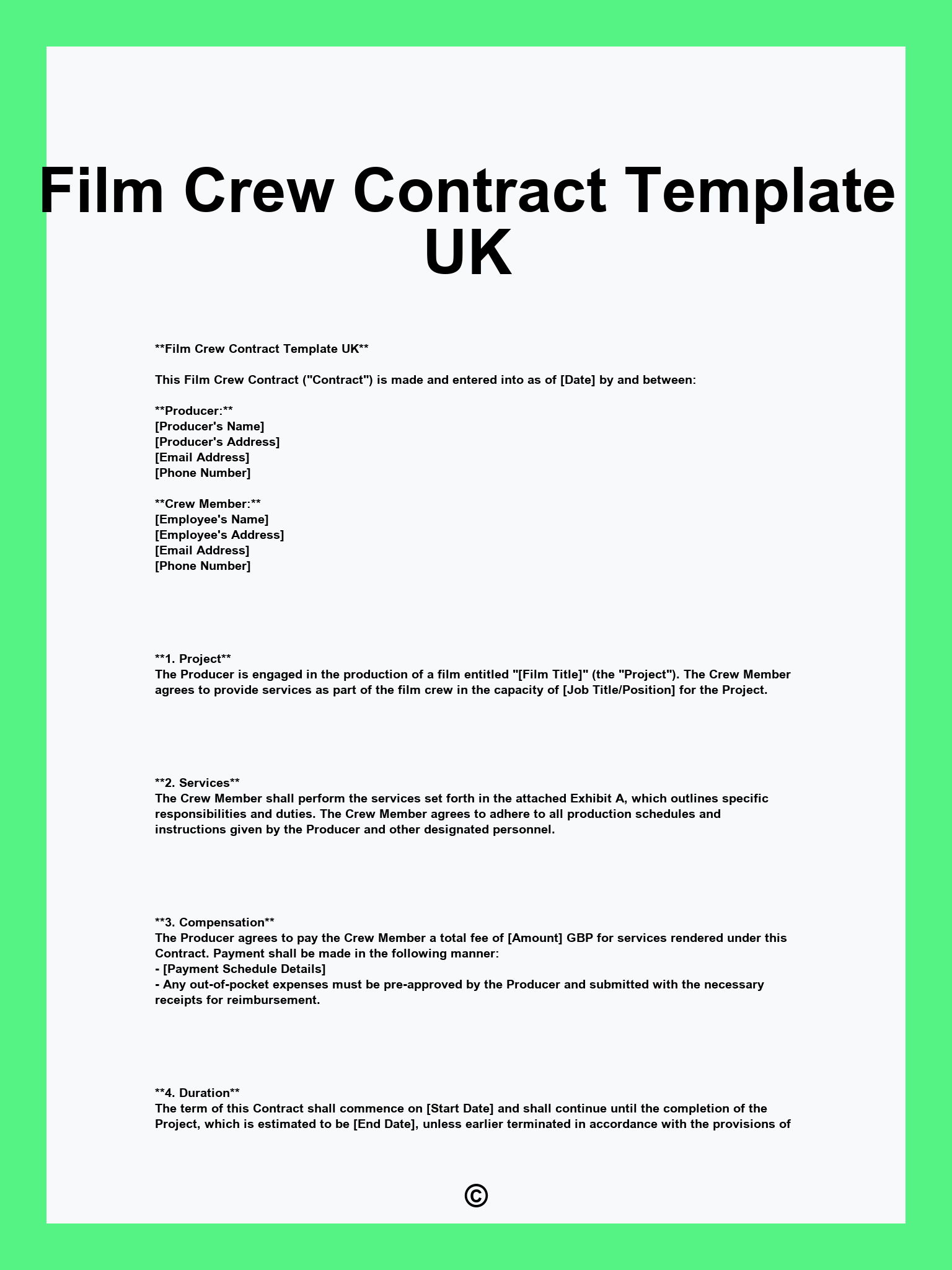 Film Crew Contract Template UK