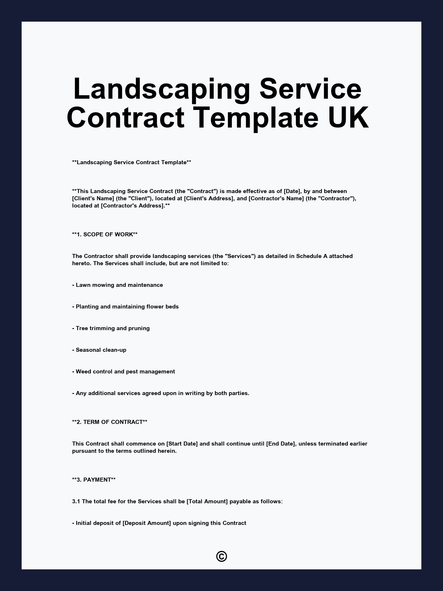 Landscaping Service Contract Template UK