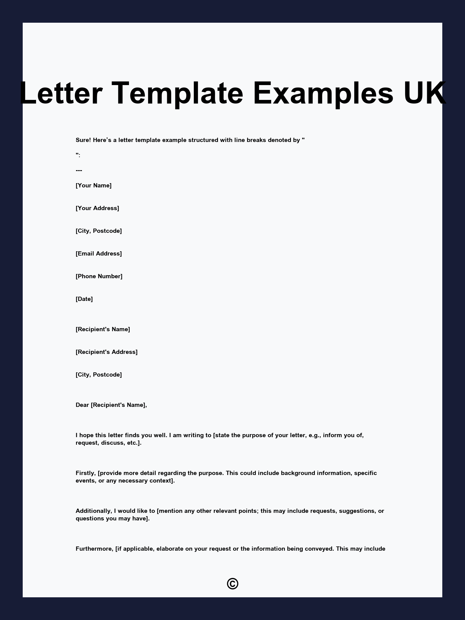 Letter Template Examples UK