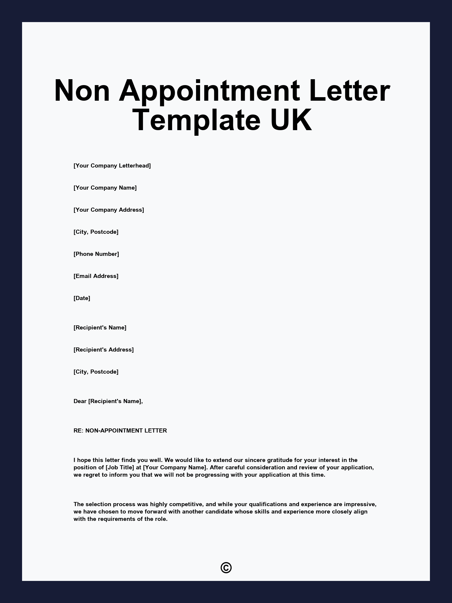 Non Appointment Letter Template UK