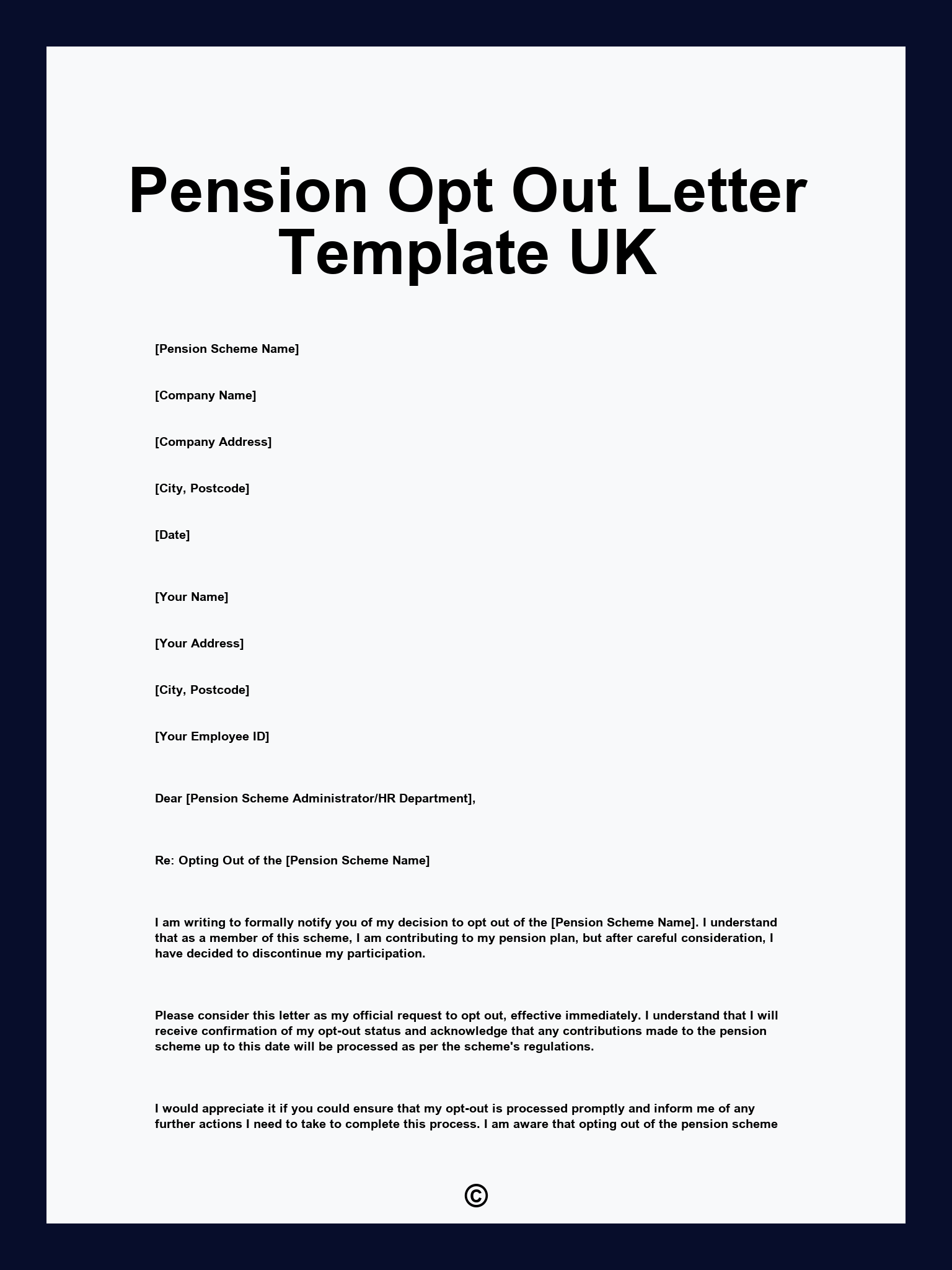 Pension Opt Out Letter Template UK