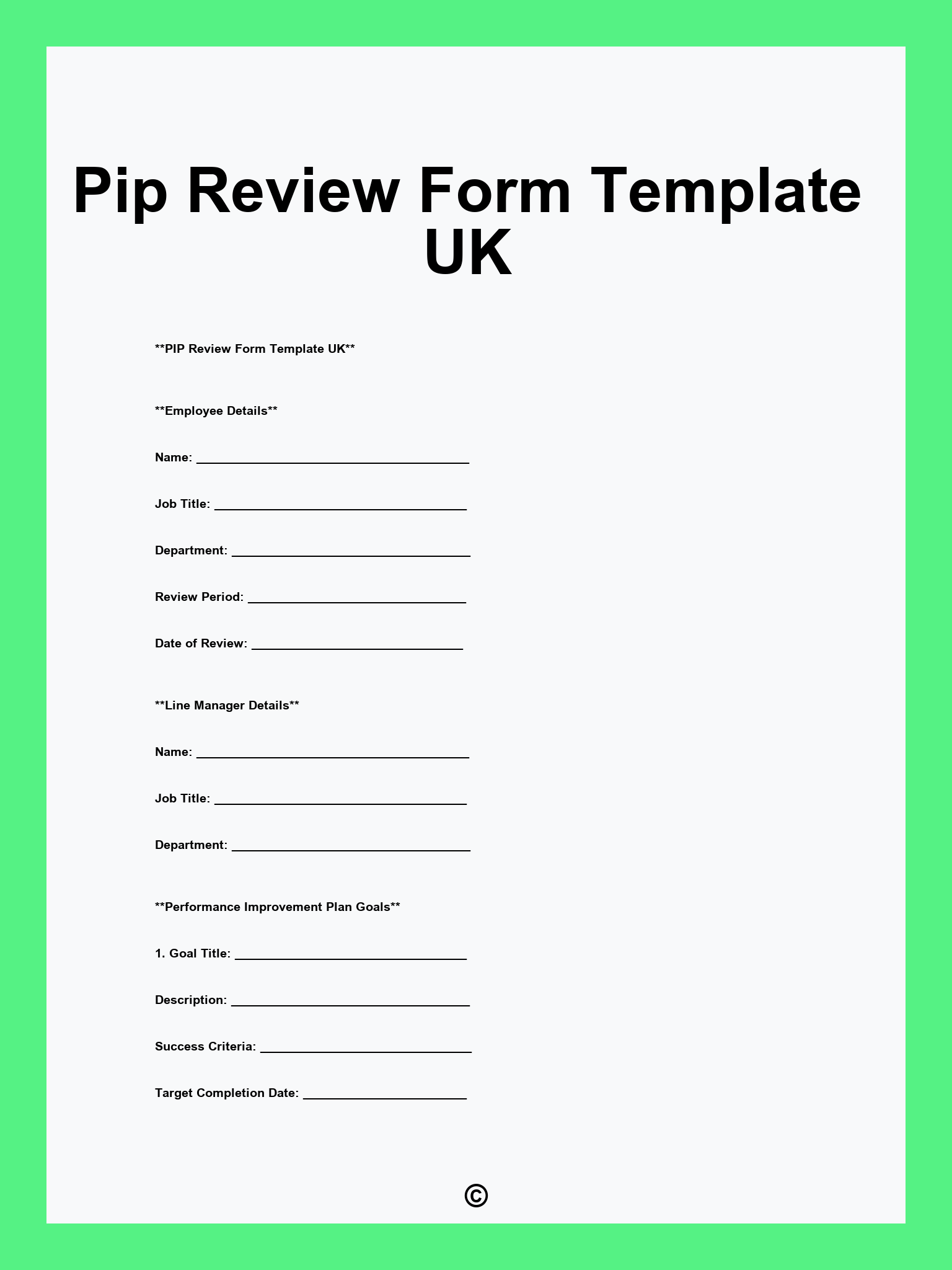 Pip Review Form Template UK