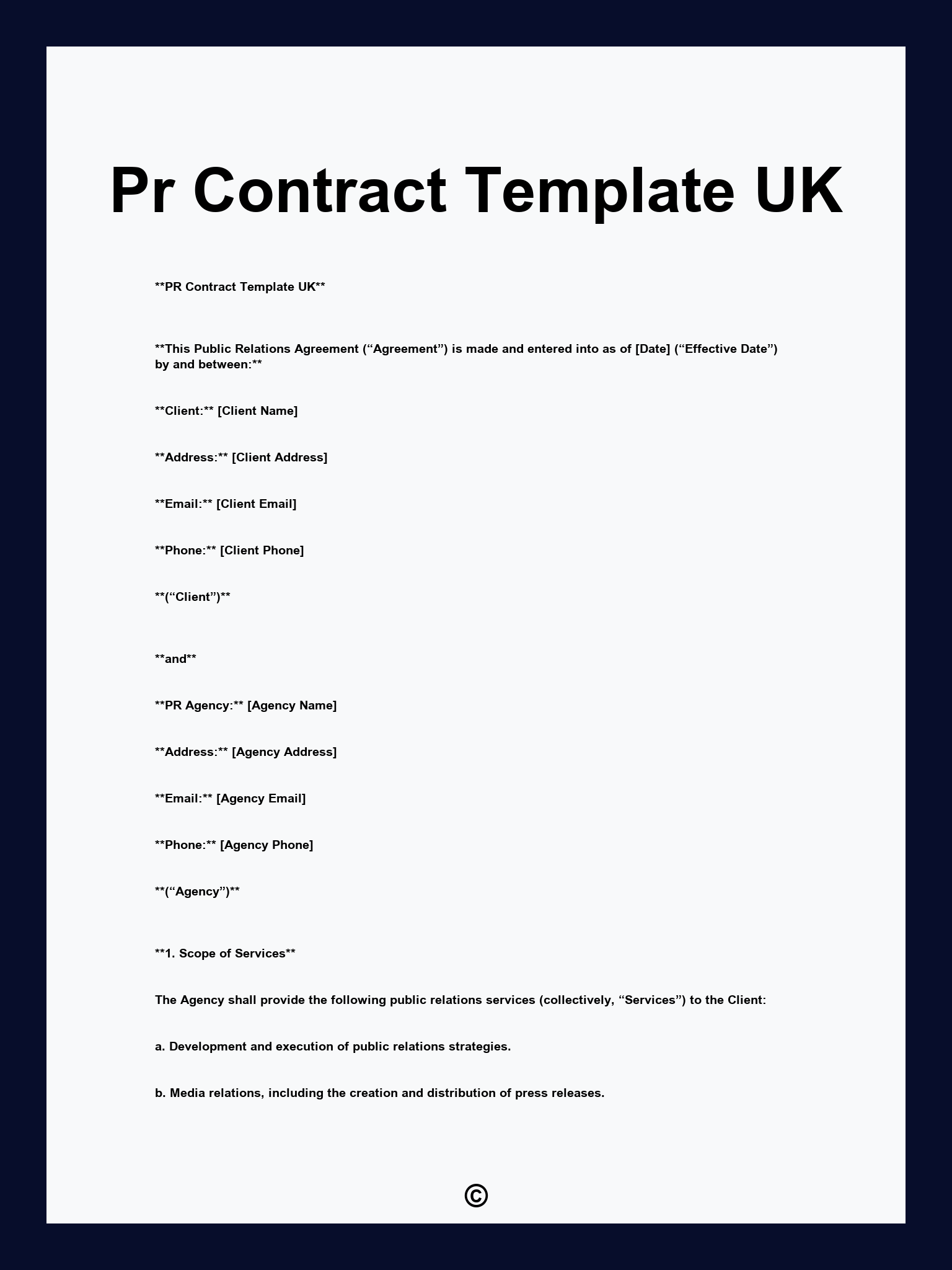 Pr Contract Template UK