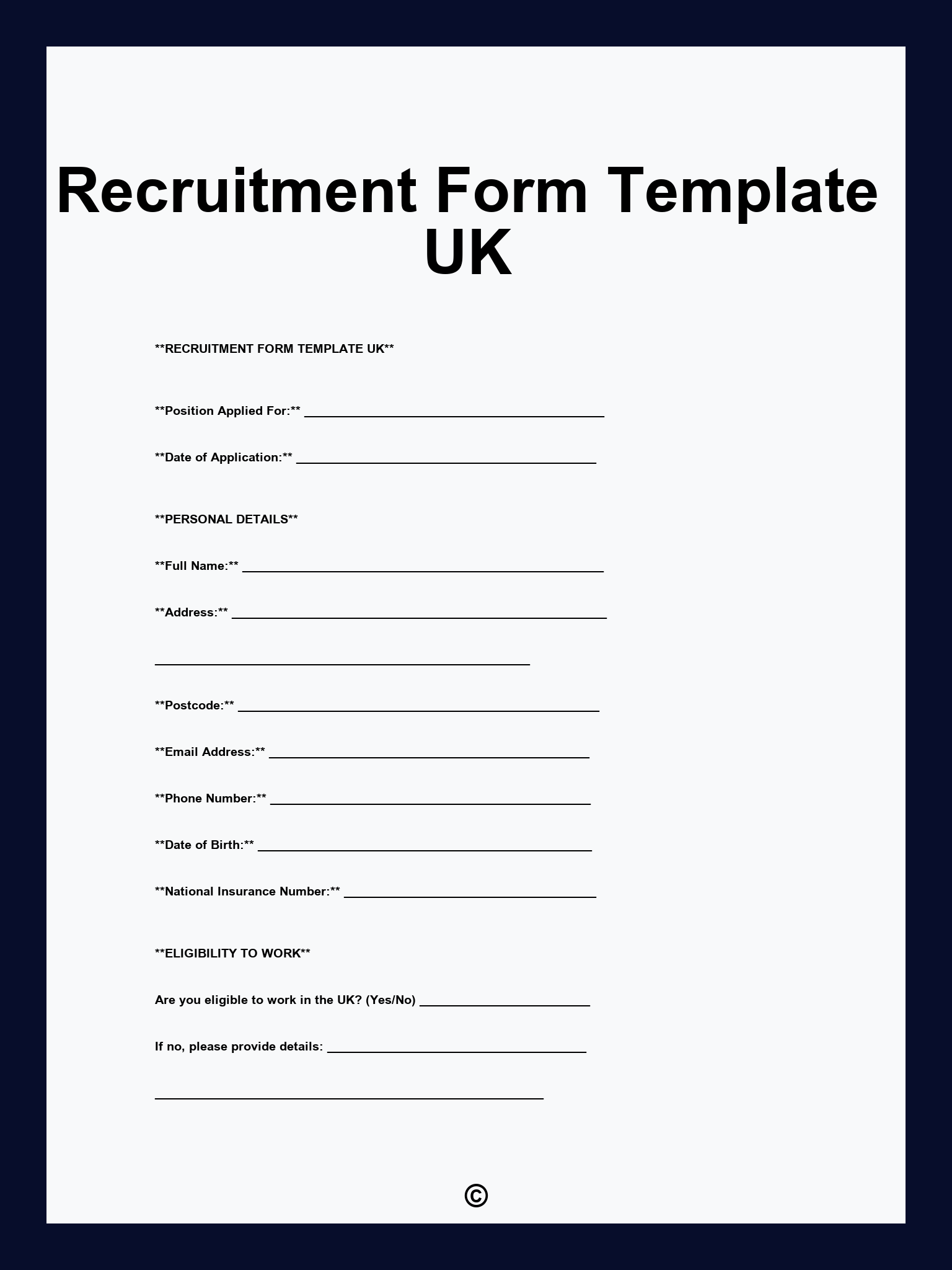 Recruitment Form Template UK