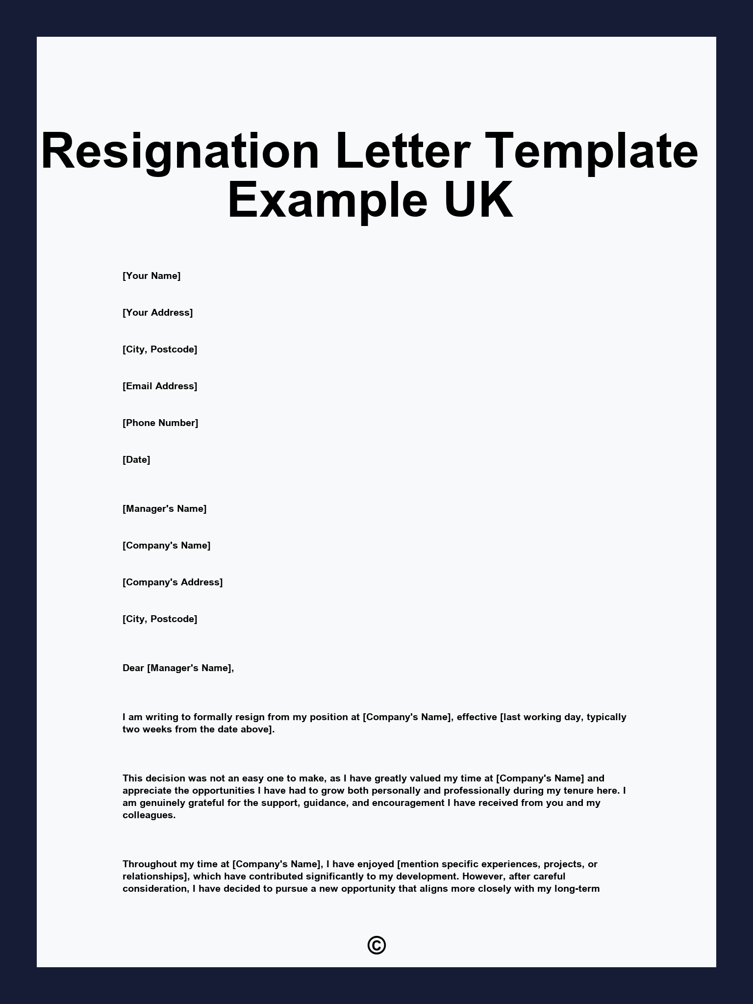 Resignation Letter Template Example UK